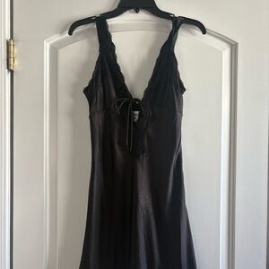 Black Lace Trim Mini Dress